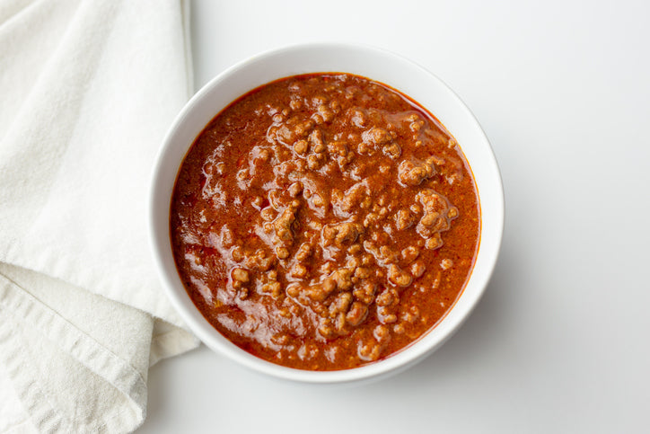 Bowl of grass-fed beef paleo chili — Texas Grass Fed Farms