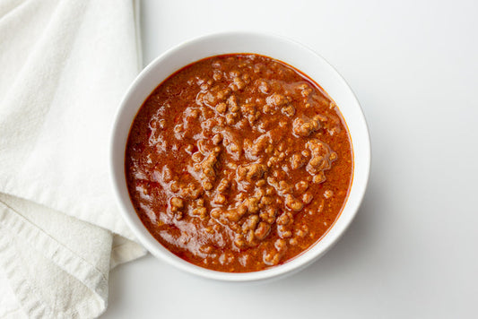Bowl of grass-fed beef paleo chili — Texas Grass Fed Farms