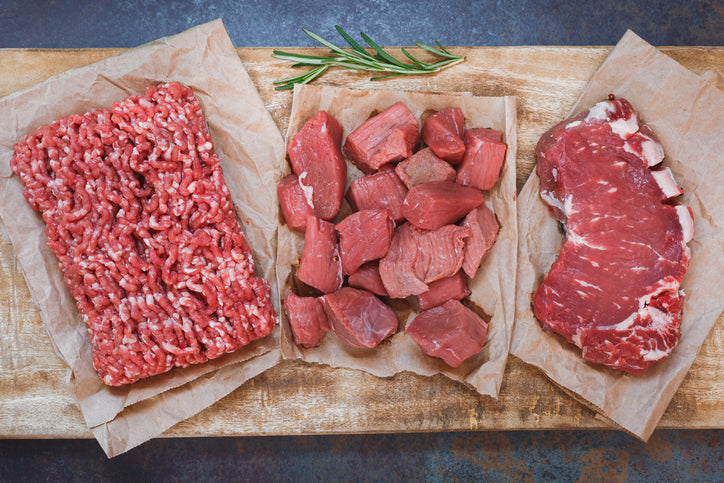 Fresh grass-fed beef cuts