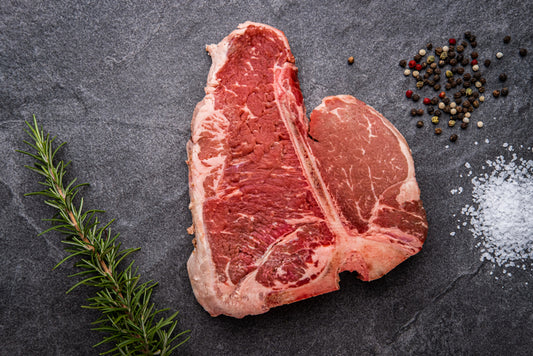 Texas grass-fed beef porterhouse steak from regenerative ranch
